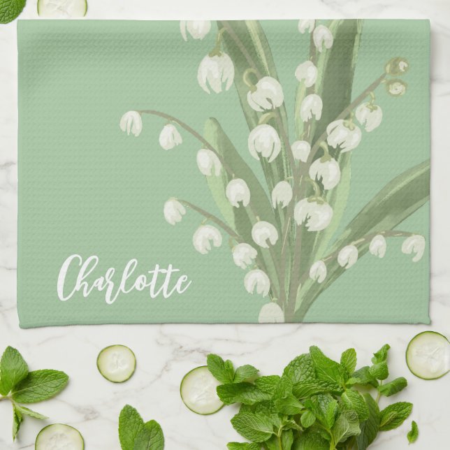Linge De Cuisine Lily De La Vallée Florale (Plié)