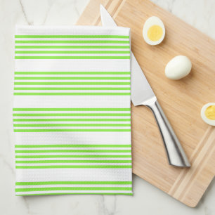 Linge De Cuisine Lime vert et blanc cinq bandes motif