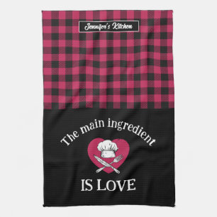 Linge De Cuisine L'ingrédient principal drôle est Love Rouge Noir P
