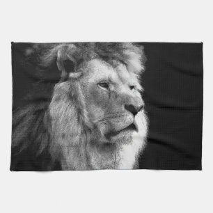 Linge De Cuisine Lion noir blanc