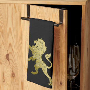 Linge De Cuisine Lion royal d'or noir 
