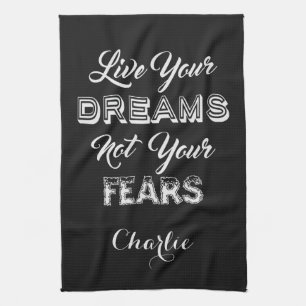 Linge De Cuisine Live Your Dreams nom personnalisé et couleur servi