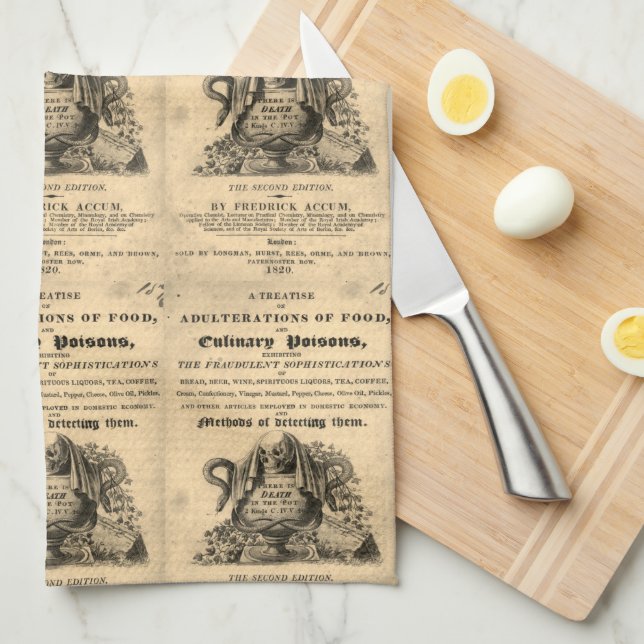 Linge De Cuisine Livre de poisons culinaires de 1820 crâne antique (Quart Plié)