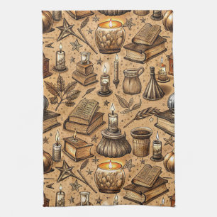 Linge De Cuisine Livres & Bougies de Sorcellerie Vintage Motif