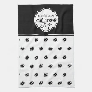 Linge De Cuisine Logo de café personnalisable pour entreprise Noir
