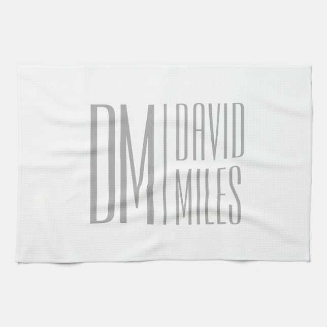 Linge De Cuisine Logo Stylish Minimal & Modern Grey Initiales & Nom (Horizontal)