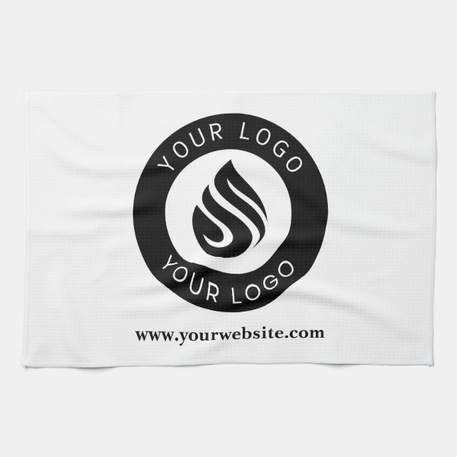 Linge De Cuisine Long White Apron with Company Logo (Horizontal)