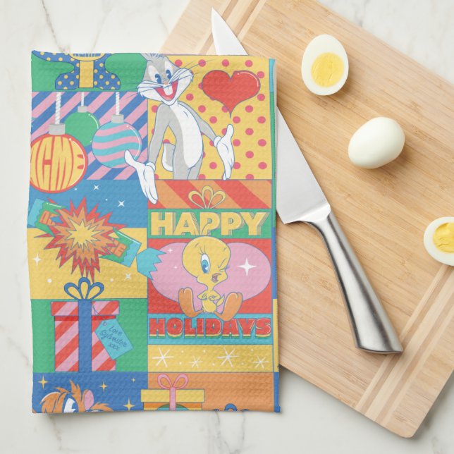 Linge De Cuisine LOONEY TUNES™ | Joyeuses fêtes Motif de Noël (Quart Plié)