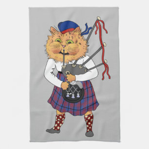 Linge De Cuisine Louis Wain, le chat de Bagpipe écossais