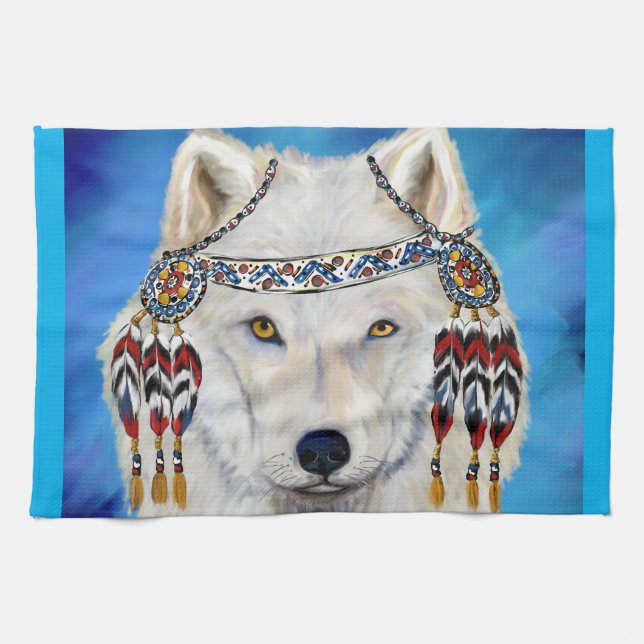 Linge De Cuisine Loup blanc (Horizontal)