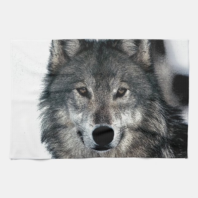 Linge De Cuisine Loup gris (Horizontal)