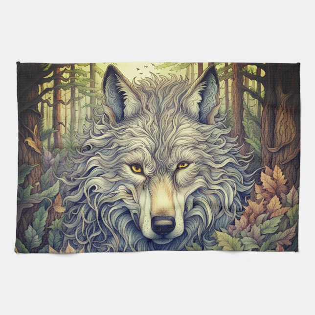 Linge De Cuisine Loup gris (Horizontal)