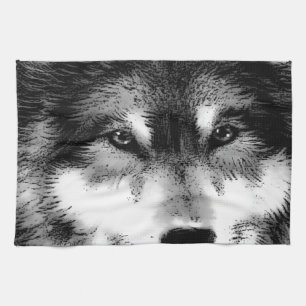 Linge De Cuisine Loup noir et blanc