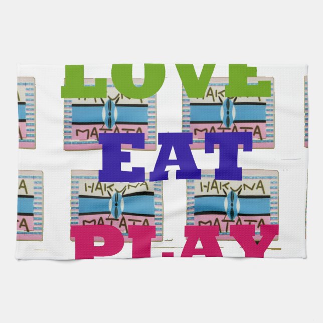 Linge De Cuisine Love Eat Play Hakuna Matata Art Print (Horizontal)