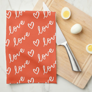 Linge De Cuisine Love lettering & coeurs dessin en arrière - plan r