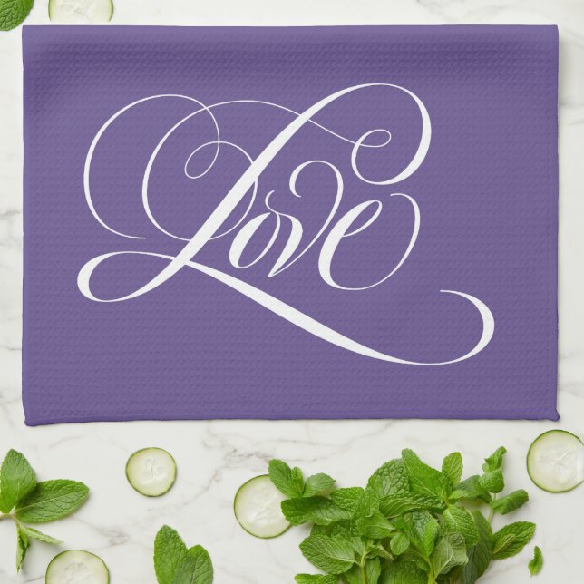 Linge De Cuisine LOVE Letting Ultra Violet Violet Calligraphie (Plié)