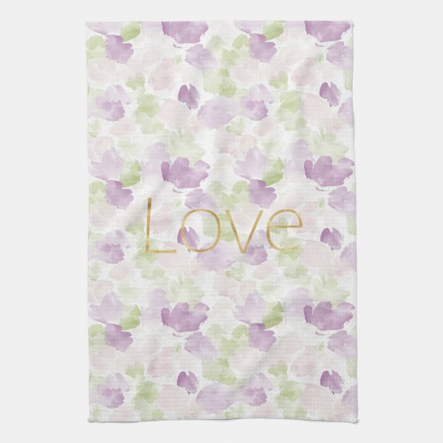 Linge De Cuisine Love Purple Lavender Rose Petals Floral (Vertical)