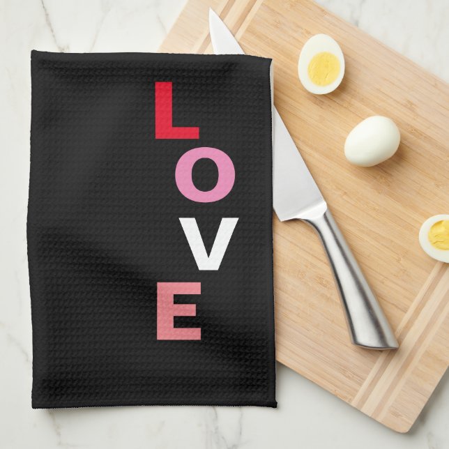 Linge De Cuisine Love Typographie Valentines Day  (Quart Plié)