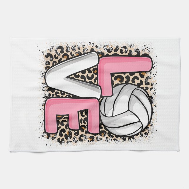 Linge De Cuisine Love Volleyball Empreinte de léopard Filles Volley (Horizontal)