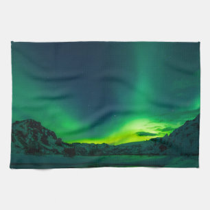Linge De Cuisine Lumière verte du nord de l'Islande