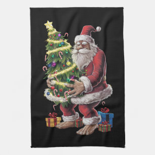Linge De Cuisine Lumières de sapin de Noël Bigfoot Noël amateur de