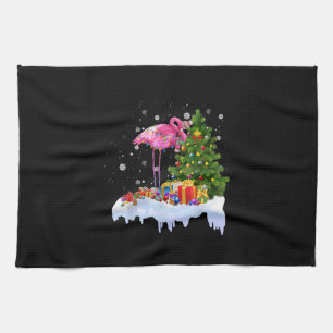 Linge De Cuisine Lumières des arbres de Noël Flamant rose