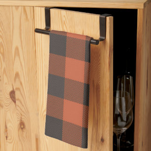 Linge De Cuisine Lumineux Orange Et Noir Plaid