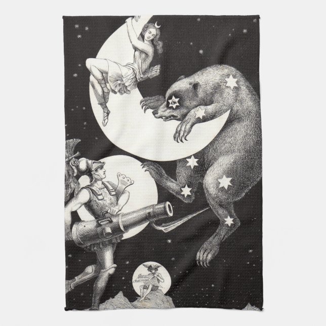 Linge De Cuisine Lune céleste ciel Univers Dieu Nuit Illustration (Vertical)