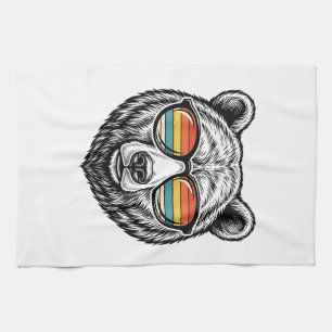 Linge De Cuisine lunettes de soleil vintage ours graphisme vectorie