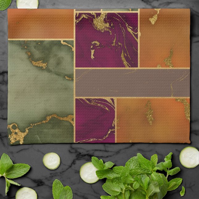 Linge De Cuisine Luxe d'automne | Joyau d'or géométrique Marbre de  (Créateur téléchargé)