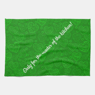 Linge De Cuisine Luxe Moderne Élégant Amour Vert Coeur