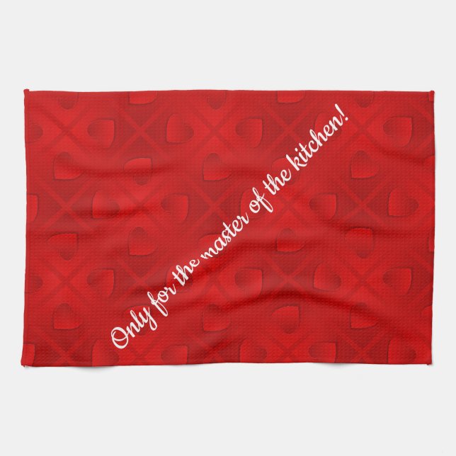 Linge De Cuisine Luxe Moderne Elégant Coeur Rouge (Horizontal)