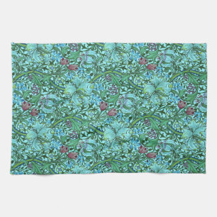 Linge De Cuisine Lys d'or Vintage Fleurs florales Bleu rose Vert