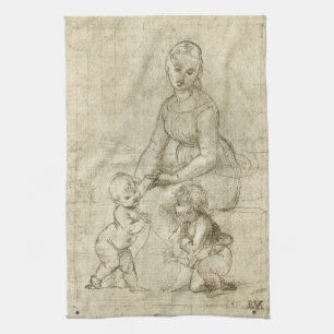 Linge De Cuisine Madonna, Christ et Saint Jean Baptiste par Rapahel