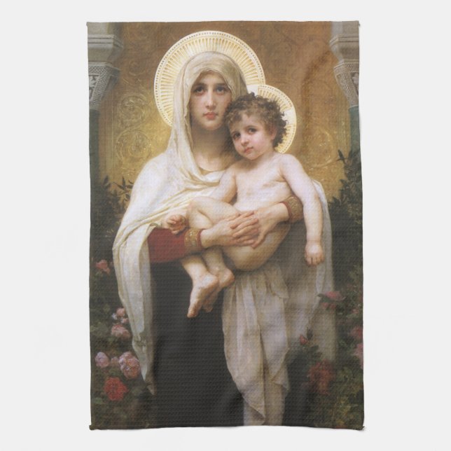 Linge De Cuisine Madonna des Roses par Bouguereau (Vertical)