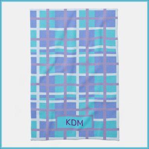 Linge De Cuisine Madras moderne violet bleu