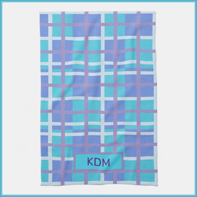 Linge De Cuisine Madras moderne violet bleu (Créateur téléchargé)