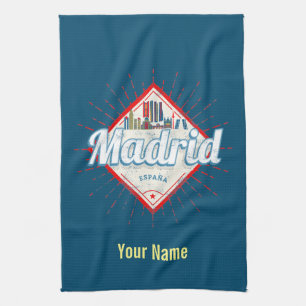 Linge De Cuisine Madrid Capitale Espagne Rétro Skyline Vintage