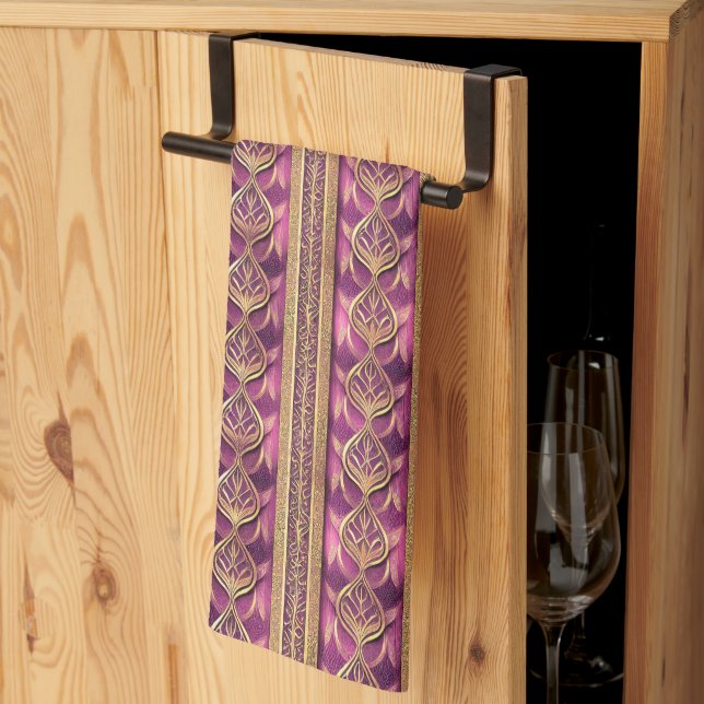 Linge De Cuisine Magenta Gold Fa Noël La La Motif#27 ID1009 (Pliage en tiers)