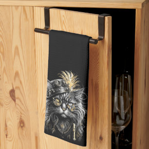 Linge De Cuisine Magnifique chat Steampunk 