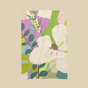 Linge De Cuisine Magnolia de printemps blocs de couleur fleuriste