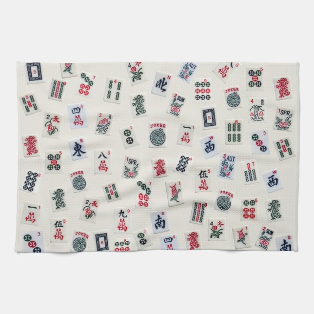 Linge De Cuisine MahJong tuiles design photographie sur badge  (Horizontal)