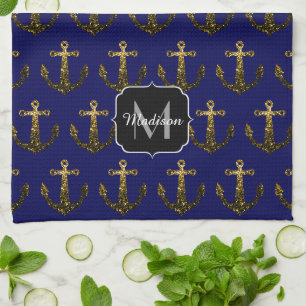 Linge De Cuisine Maillot or motif Ancre marine Monogram
