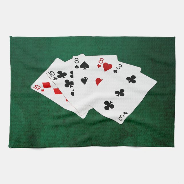 Linge De Cuisine Mains de poker - Deux paires - dix, huit (Horizontal)