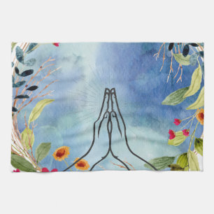 Linge De Cuisine Mains en prière aquarelle