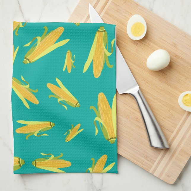 Linge De Cuisine Maïs Sur Le Motif Cob (Quart Plié)