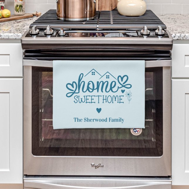 Linge De Cuisine Maison Bleue Sweet Maison Personnalisée (Blue Home Sweet Home Personalized Kitchen Towel)