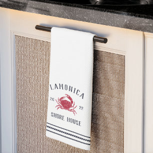 Linge De Cuisine Maison de Shore Personnalisée Marine & Red Rustic 