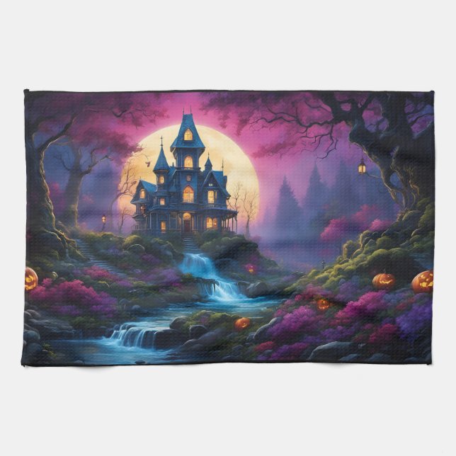 Linge De Cuisine Maison éffrayante sur Halloween Hill (Horizontal)