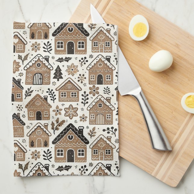 Linge De Cuisine Maisons en pain d'épice de Noël (Quart Plié)